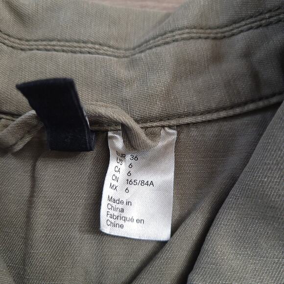H&M Jacket Women 6 Green Military Army Button Front Casual Coat Gorpcore Outdoor - Picture 3 of 8
